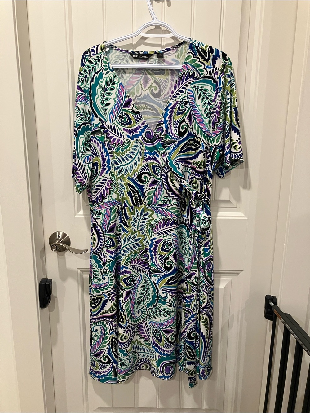 NINA LEONARD Dress A-Line Midi PURPLE BLUE XL